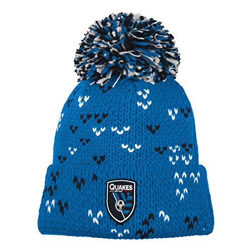 adidas MLS San Jose Earthquakes Womens Fan Wear Cuffed Pom Knit Beanie One Size Blue