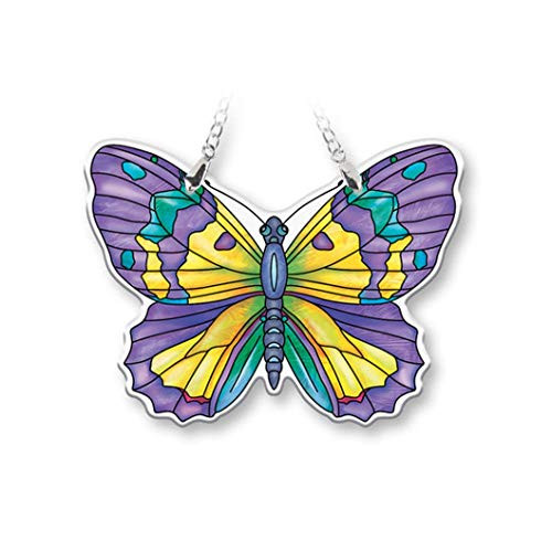 Amia Amethyst Butterfly Handcrafted Glass Small Suncatcher Multicolor