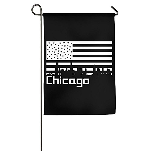 WWTBBJ-B Chicago City Silhouette US Flag Printed Garden Flag For Holiday WWTBBJ-B Chicago City Silhouette US Flag Printed Garden Flag For Holiday