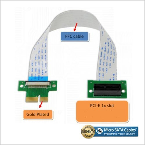 Micro SATA Cables PCI-e Express 1X Riser Extender Card with High Speed Flexible Cable 4 Inches