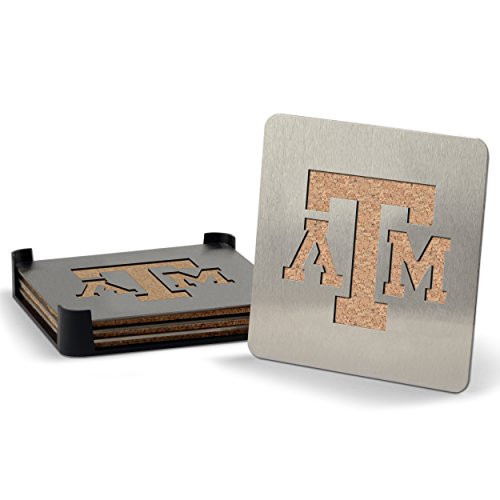 Sportula YouTheFan NCAA Texas A&M Aggies 4-Piece Stainless Steel Boaster Drink Coaster