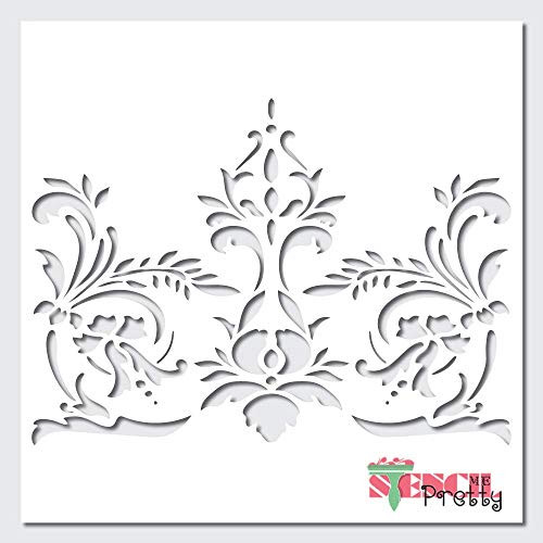 Floral Scroll Flourish Stencil Best Vinyl Large Stencils for Painting on Wood Canvas Wall etc.-S  12 inch  x 8.75 inch    Ultra Thick Exhibit Grade White Color Material
