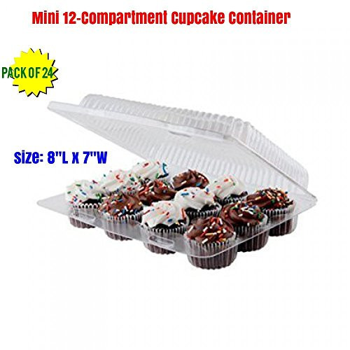 mini 12 Compartment Cupcake Container -Cupcake Boxes, Hinged Lid- with Superior Strong,12 Compartment Cupcake Boxes, BPA Free, Plastic Cupcake Container ( pack of 24)