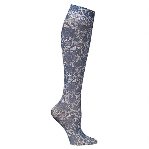 Celeste Stein Mild Compression Knee High Stockings Wide Calf - Navy Lace