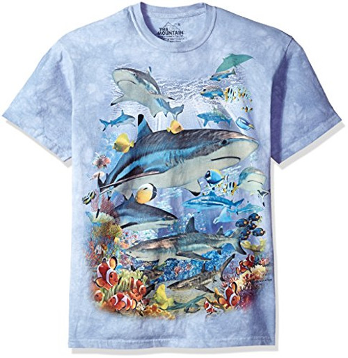 The Mountain Reef Sharks Adult T-Shirt Blue XL The Mountain Reef Sharks Adult T-Shirt Blue XL