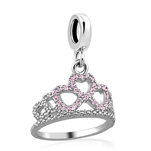 Charmed Craft Dangle Crown Charms Beads for Snake Chain Bracelets