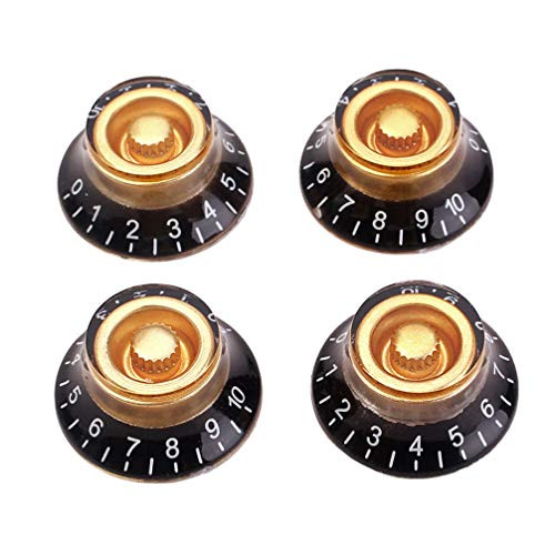 Milisten 4pcs Guitar Knob Volume Tone Control Knobs Bass Guitar Replacement Speed Knob for Electric Bass Guitar -Yellow and Black-