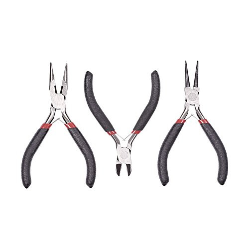 Beadthoven DIY Jewelry Tool Pliers Sets 3pcs/Set Polishing Side-Cutting Pliers Wire-Cutter Pliers Round Nose Pliers 105-125x61-62mm