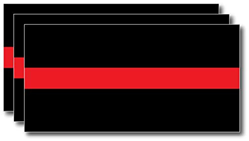3 Pack of Reflective Thin Red Line Flag Firefighter Fire Department Fire Truck Red Lives Matter Decal Sticker Car Truck RLM 