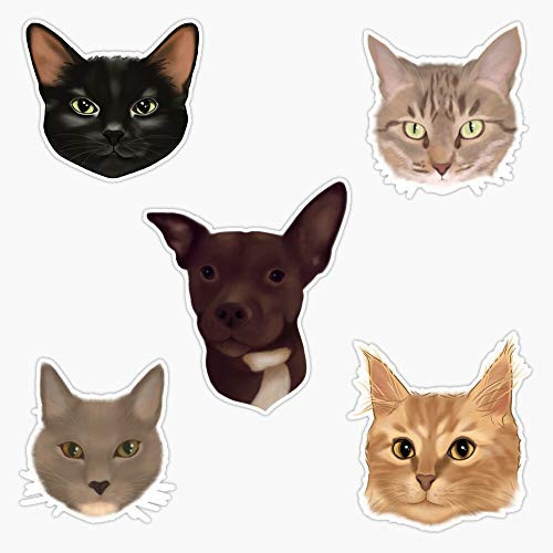 Leyland Designs Cats and Dog Portraits Sticker Outdoor Rated Vinyl Sticker Decal for Windows Bumpers Laptops or Crafts 5 inch