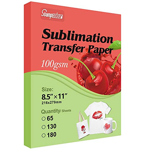 Sublimation Paper Heat Transfer Paper 8.5x11 inch A4 65 Sheets for Any Epson HP Canon Sawgrass Inkjet Printer with Sublimation Ink for Mug T-ShirtLight Fabric DIY 100g