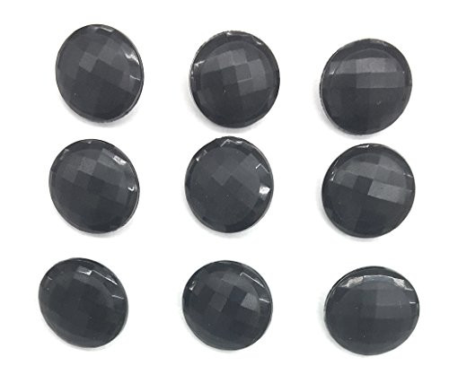 9 Jet Glass Black Buttons Set -Faceted Style 3/8'' 11mm for,Blouses, Shirts Etc