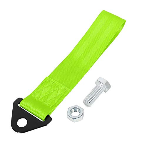 X AUTOHAUX Fluorescent Green Universal Car Tow Towing Hook Bumper Trailer Belt Strap