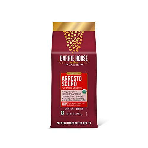 Barrie House Arrosto Scuro Ground Coffee 10oz Bag - Fair Trade Organic Certified - Dark Roast - Smokey and Bold Flavor- 100 percent Arabica Coffee Beans