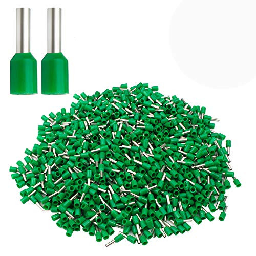 XHF 1000 PCS AWG 14 Ferrule Crimper Plier Insulated Crimp Pin Terminal Cord End Terminals Wire Ferrules Terminals Wire Connector Insulated Cord Pin End Terminal 2.5mm² Green