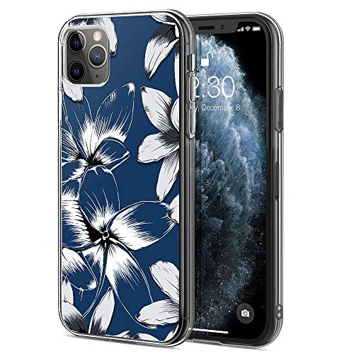 Ballaber iPhone 11 Pro Max Slim Lightweight Clear Case Graceful Flower for Women Thin Shockproof Hard Back Shell with Soft TPU Bumper Protective Floral Cover for Apple iPhone 11 Pro Max 6.5 inch