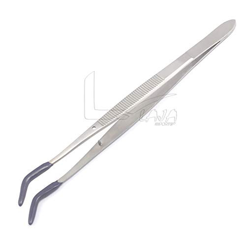 LAJA Imports PVC Coated Meriam Tweezers Bent TIP TWEEZER with Rubber Tips Jewelry Hobby Crafts Tools -E1-