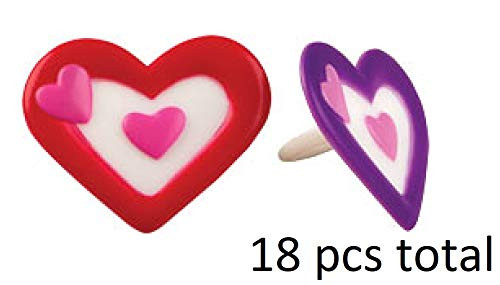 Oasis Supply Valentines Day Double Heart Rings Cake  and  Cupcake Topper Reusable Plastic Topper for Cake Decorations 18 Pack