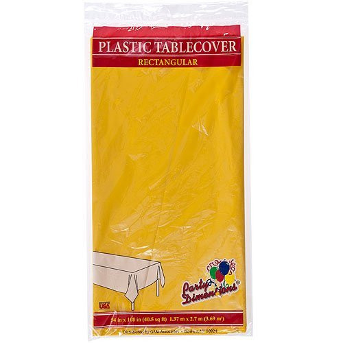 Plastic Party Tablecloths - Disposable Rectangular Tablecovers - 8 Pack - Sunshine Yellow - By Party Dimensions