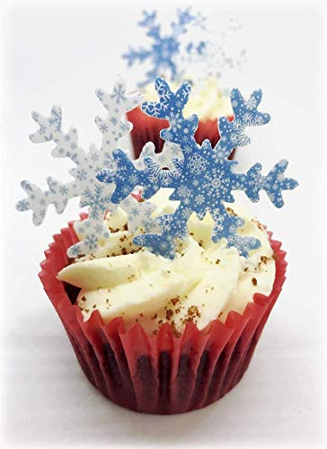 36pcs snowflake decorations edible cake toppers snowflake Cupcake Toppers edible frozen cake topper for the winter cake decoration