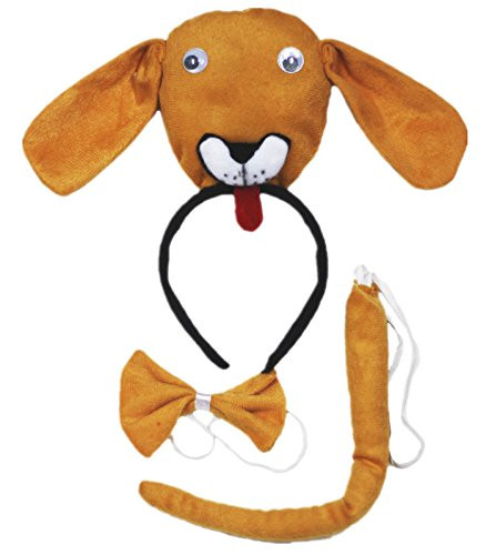 Petitebella 3D Brown Dog Headband Bowtie Tail 3pc Costume Children -One Size-