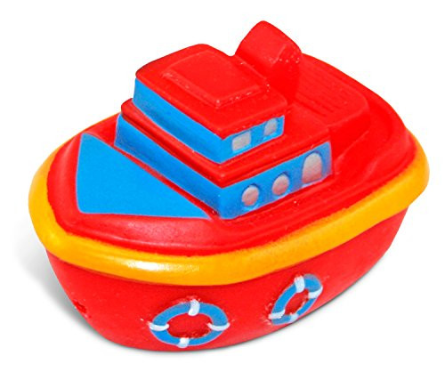 DolliBu Ship Bath Buddy Squirter - Floating Orange Ship Rubber Bath Toy Fun Water Squirting Bathtime Play For Toddlers Cute and Soft Watercrafts Toy For The Bathtub Beach and Pool for Boys  and  Girls