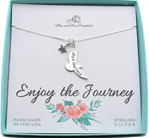 Skys the Limit Charm Women Necklace in Sterling Silver - Handcrafted 18 inch Box Chain with 4 inch Extender - Strong and Scratch Resistant Jewelry - Perfect Retirement Gift Skys the Limit Charm Women Necklace in Sterling Silver - Handcrafted 18 inch Box Chain with 4 inch Extender - Strong and Scratch Resistant Jewelry - Perfect Retirement Gift
