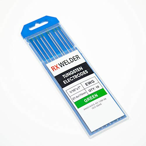 TIG Welding Tungsten Electrode Pure Tungsten 1/16 inch x 7 inch -Green EWP- 10-pk RXWELDER