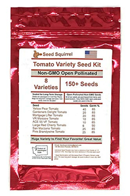 Heirloom Tomato Variety Seed Kit - 8 Varieties 150 Plus Non-GMO Open Pollinated Heirloom Seeds