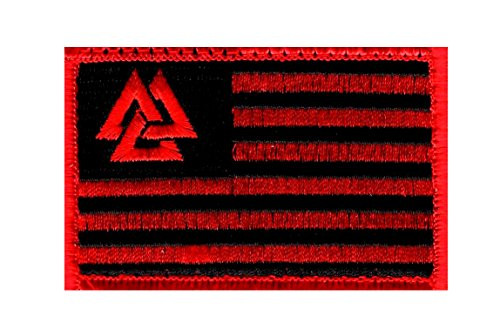 Valknut Flag Embroidered Hook Fastener Patch Odin Viking -3.0 X 2.0 MTV1-