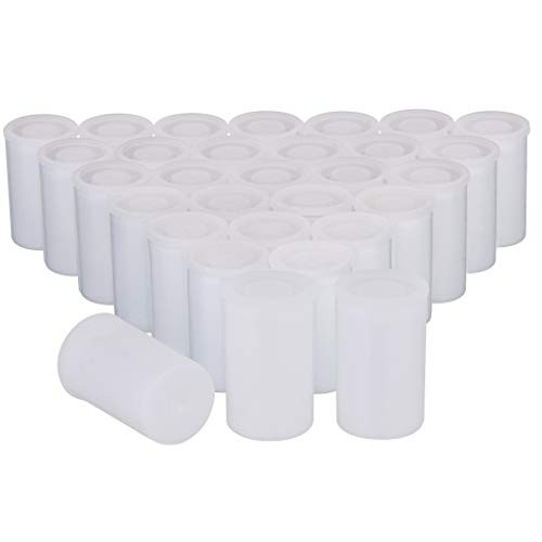 Firgus Film Canisters 30 Pack White with Caps for Rockets Plastic Empty Container for 35mm Camera Film Roll or Science Experiments with Bonus Pack of 30 White Labels