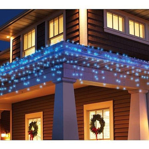 300 Twinkling Blue Icicle Lights with White Wire by Holiday Time 300 Twinkling Blue Icicle Lights with White Wire by Holiday Time
