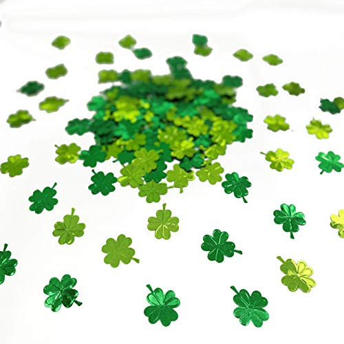 St. Patricks Day Shamrocks Green/Party Table Decoration Confetti Sprinkles or DIY for Lucky Clover Party Supplies -Four Leaf Clover 22MM-