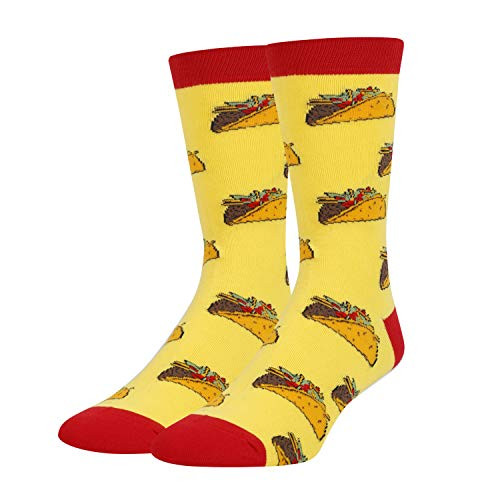 HAPPYPOP Mens Taco Sock Funny Crazy Cool Mexican Food Crew Sock in Yellow Gift HAPPYPOP Mens Taco Sock Funny Crazy Cool Mexican Food Crew Sock in Yellow Gift
