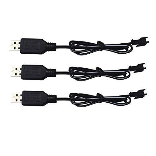 Fytoo Accessories 3PCS 3.7V SM Head USB Charging Cable for 9610E 9604E DE35 DE38 DE45 DE40 DE50 Remote Control Toy SM Head Rechargeable Battery USB Charging Cable