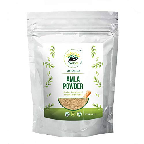 Ecovica 100 percent Natural Amla Gooseberry Powder -Amalaki- for Hair  and  Skin -227g / -1/2 lb- / 8 ounces- Natural Conditioner - Rich in Antioxidant Vitamin C - Supports Immunity