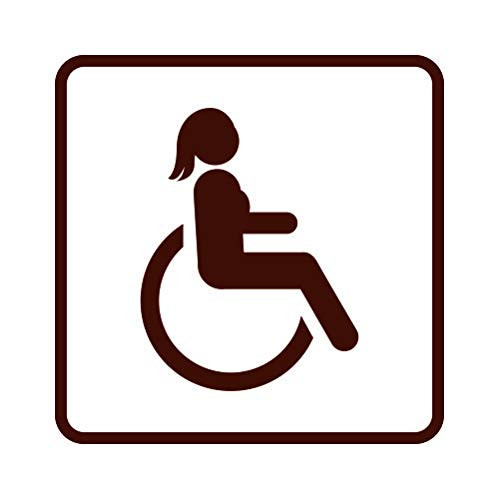 RDW Female Handicap Sticker - Decal - Die Cut - Wheelchair Girl - Brown 4.12 inch x 4.12 inch with Custom Text