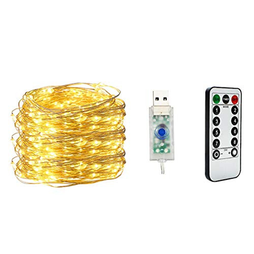 pedkit USB String Light10M 100 Lights USB String Light Copper Wire Warm White 8 Modes Remote Control Christmas Tree Decoration