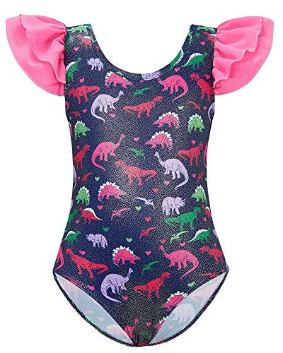 Girls Dance Unitards Gymnastics Leotards 4-5 Years Old Toddler Baby Blue Dinosaur Dancewear for Ballet Outfits Biketard