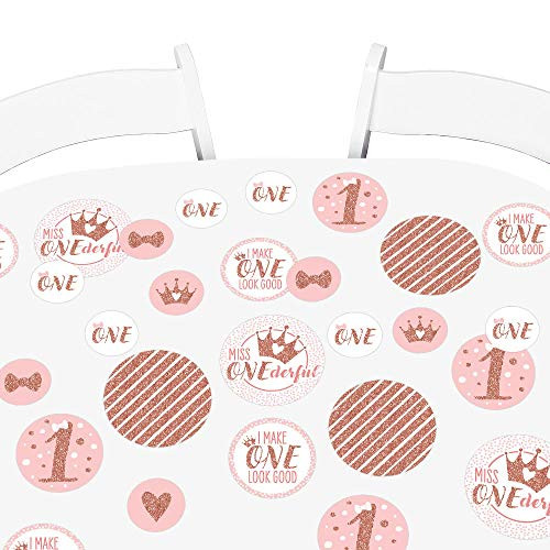 Big Dot of Happiness 1st Birthday Little Miss Onederful - Girl First Birthday Party Giant Circle Confetti - Party Decorations - Large Confetti 27 Count