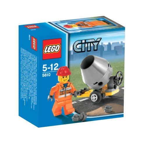 Lego City Builder Set #5610 Hard Hat Construction Worker with Small Cement Mixer