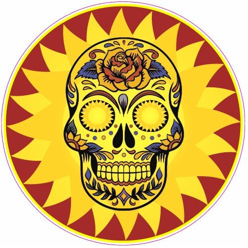U.S. Custom Stickers Sunshine Sugar Skull Circle Sticker 5 inch