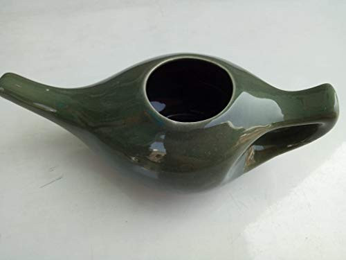 Leak Proof Durable Ceramic Neti Pot -Olive Green-