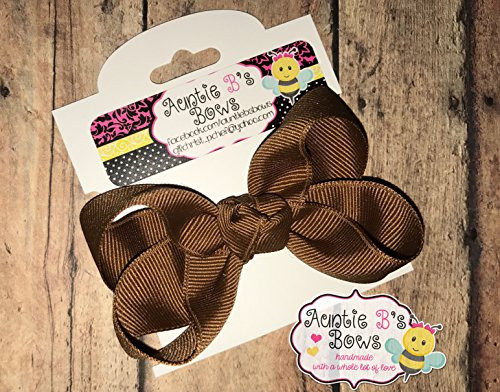 Solid Turftan Brown Boutique Hair Bow 3 inch MADE IN USA