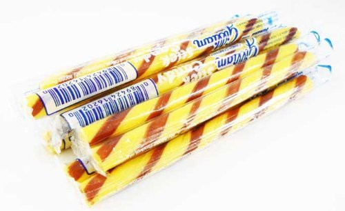 Banana Yellow  and  Brown Old Fashioned Hard Candy Sticks 10 Count -Individually Wrapped-
