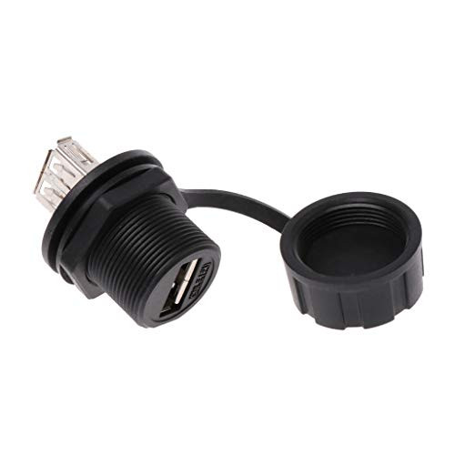 WANGYUMI Socket Adapter USB 2.0 Female Panel Pass Connector Mount Socket Plug Waterproof IP67 with Cap