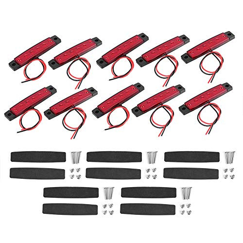 10Pcs/Set Truck Side Marker Light Clearance Light Side Marker Lamp Truck Side Marker Light Signal Warning Indicator Lamp with 6 LED 12V-Red-