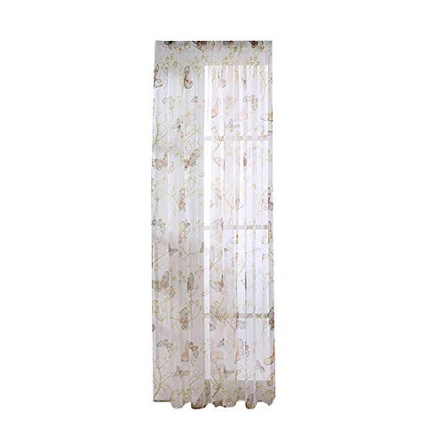 litymitzromq Valance Sheer Voile Window Curtain Panels Butterfly Printed Window Curtain Tulle Voile Sheer Drape Living Room Bedroom Decor for Kitchen Bedroom Living Room  and  Bathroom