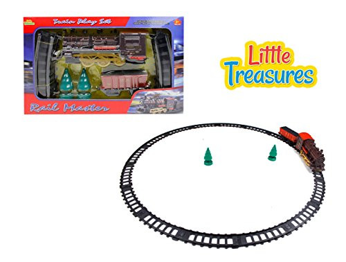 Little Treasures Rail Master Train Play Set For Your Toddler with Real-Looking Toy Parts and Lights and Sounds Hop on for An Exciting Journey But Don't Forget to Buy A Ticket By the Ticket Booth Little Treasures Rail Master Train Play Set For Your Toddler with Real-Looking Toy Parts and Lights and Sounds Hop on for An Exciting Journey But Don't Forget to Buy A Ticket By the Ticket Booth