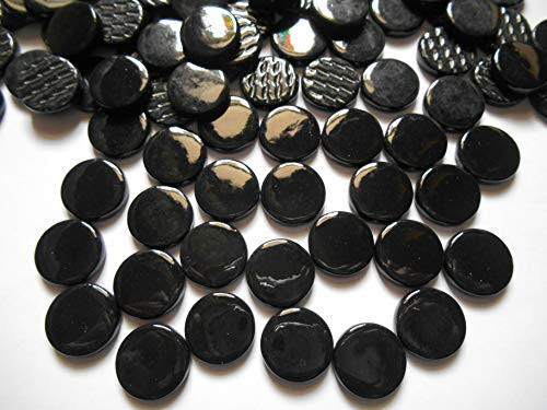 100 Pcs Black ¾ Circles Penny Round Tiles Glass Mosaic Tiles Mosaic Making Supplies